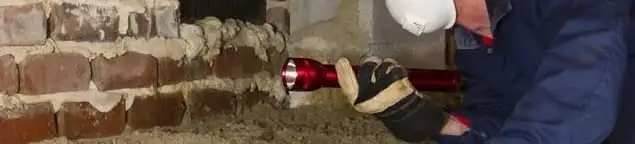 Pest control technician inspecting a crawl space for ant activity and entry points in Atlanta, GA